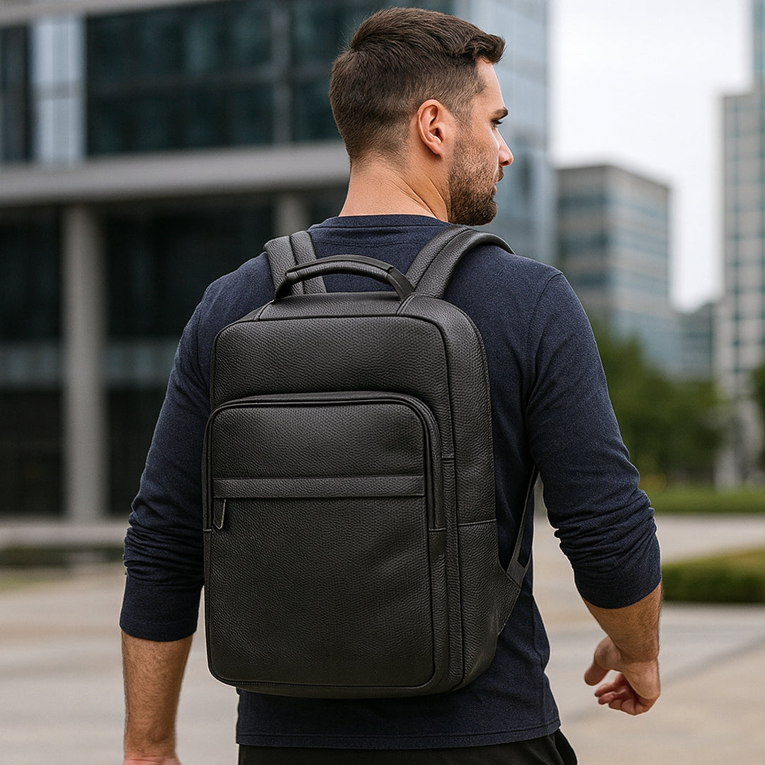 Sac a dos noir cuir - Randoa